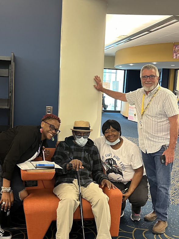 Facilitator of Reading Opens the World in the Lou, Carron (CeeJay) Johnson, President of AFT Local 420, Ray Cummings, Business Manager Carolyn Sheppard, and Organizer, Ben Harman